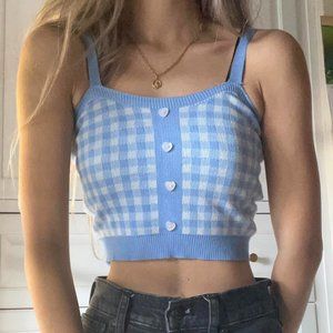 Knit Baby Blue Crop Tank Top